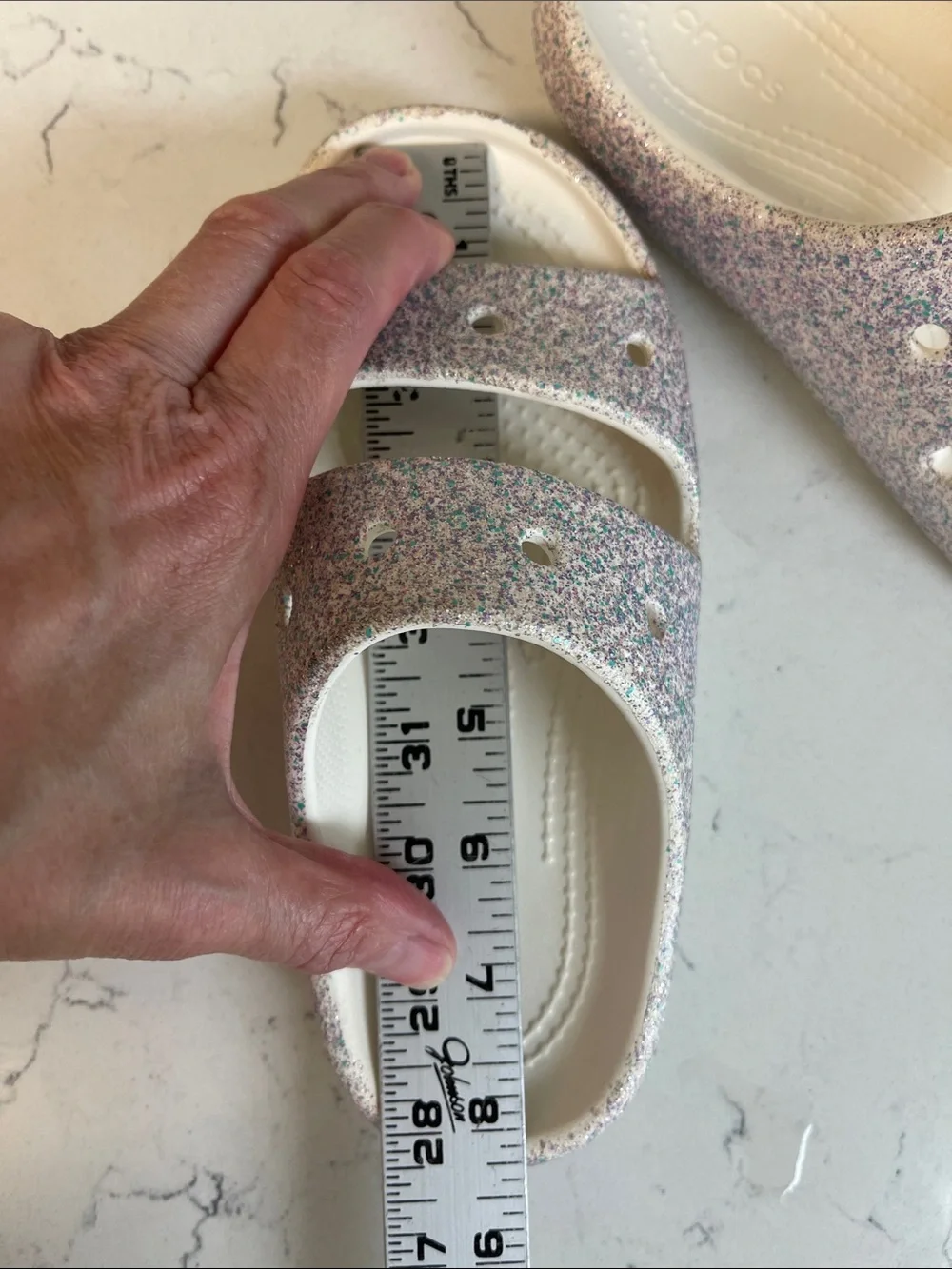 Crocs Glitter Sandal V2 Girl’s size 13 Styke #209705 Mystic Glitter